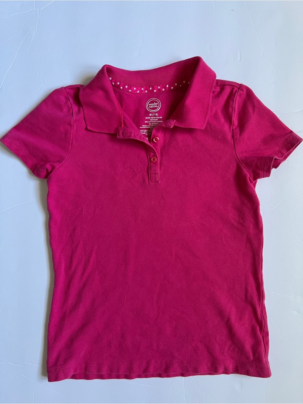 wonder nation Hot Pink Polo Shirt with Dot Trim